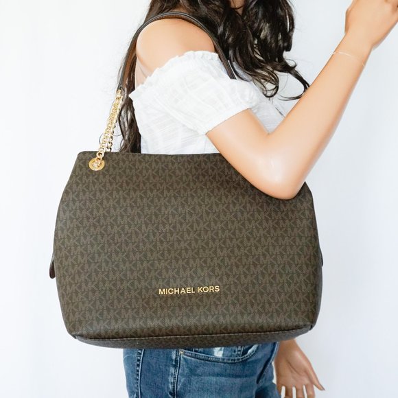 Michael Kors Jet Set Item LG Chain Tote MK Brown - Picture 1 of 8
